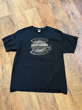 Harley-Davidson Black Short Sleeve Logo Tee with Orange Accent